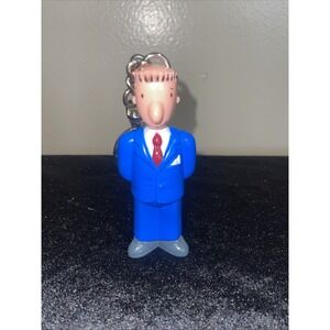 Cartoon Character DougBlue Suit Red Tie Keychain Bag Charm Accessory Gift